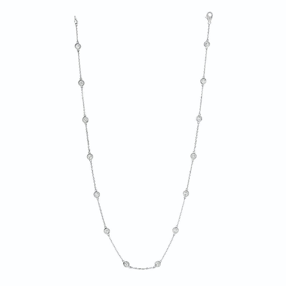 2.00 Carat Diamond by the Yard Necklace G SI 14K White Gold 14 stones 18 inches